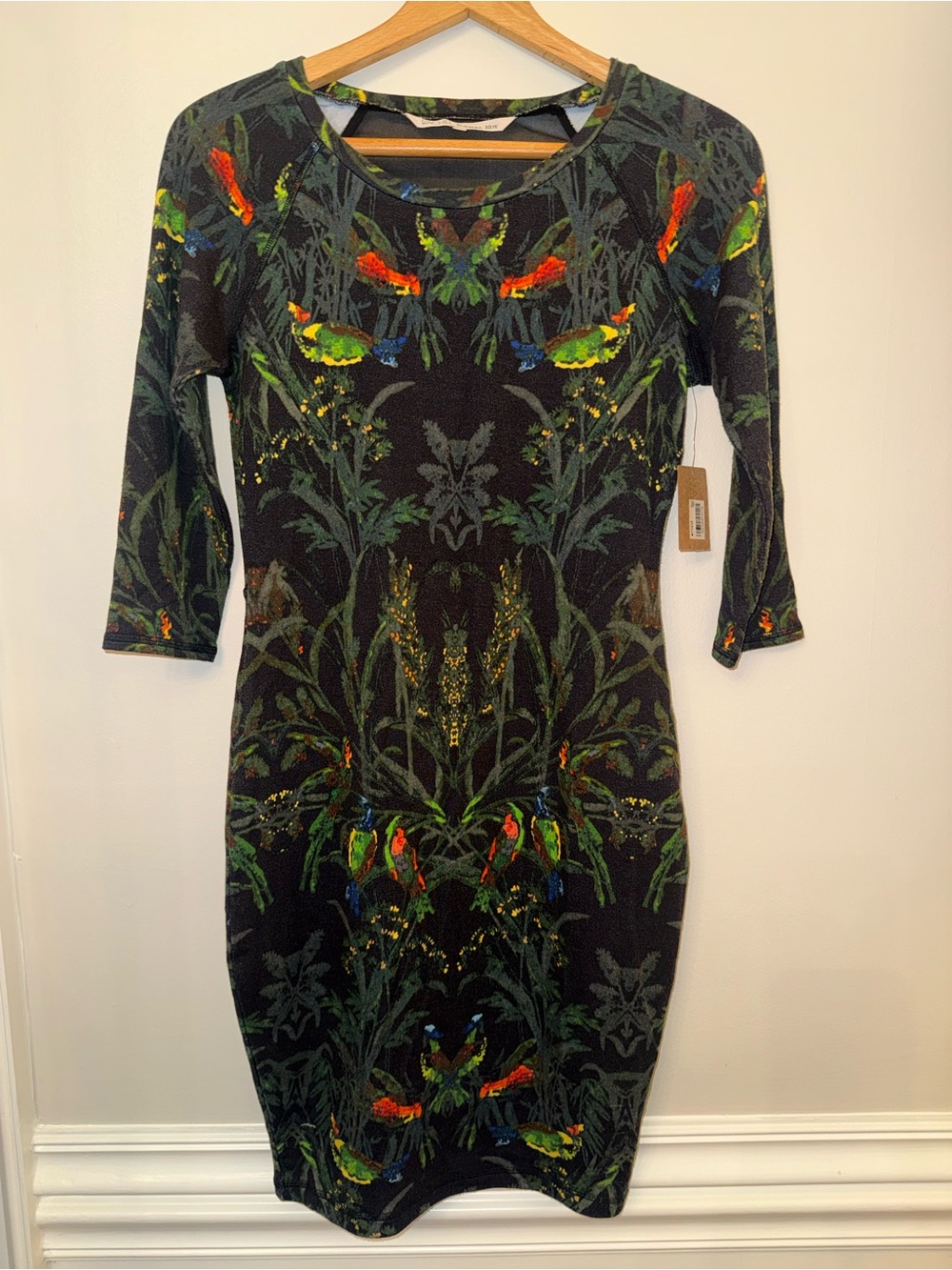 NWT Rachel Roy Black Gold Studded Bodycon Midi Dress Medium M